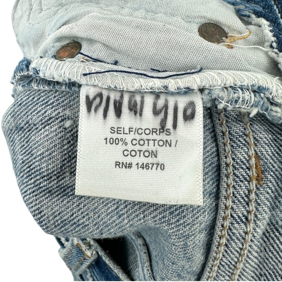 RE/DONE x Levi’s Reconstructed Frayed Raw Hem Straight Leg Blue Jeans sz 24 - Picture 8 of 8